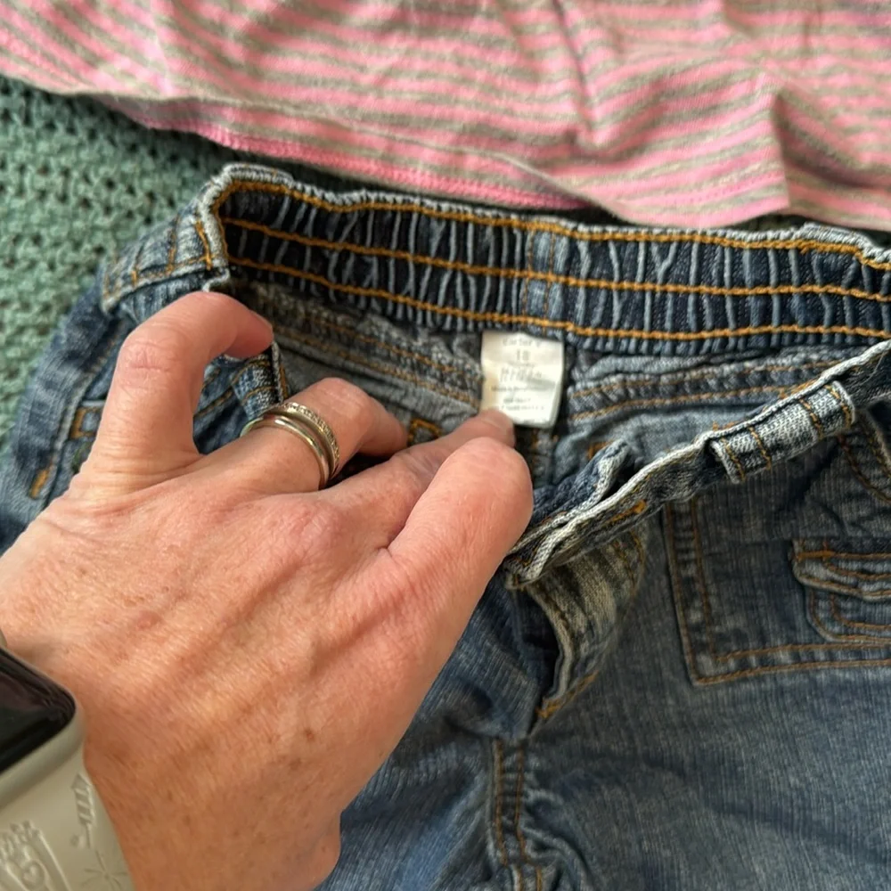 2/$10 18 month Pink Ruffle Top and Denim Jeans Set